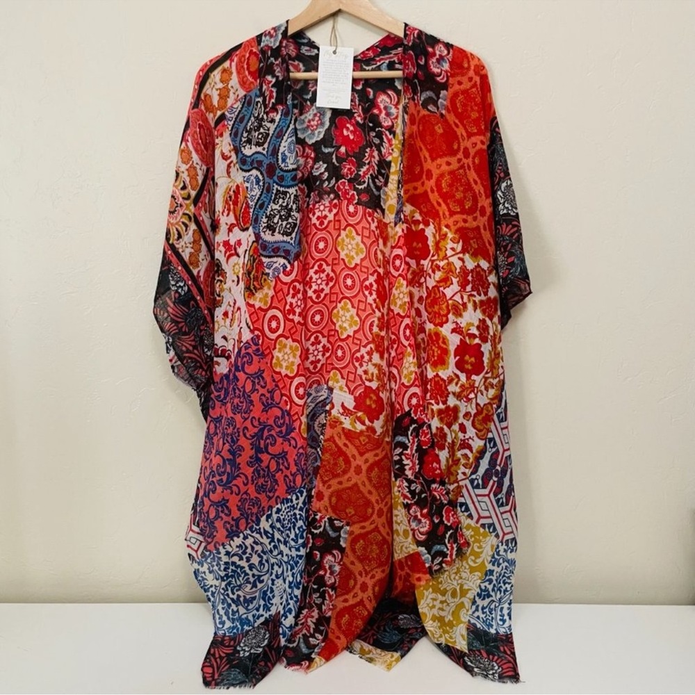 NWOT Patchwork Multicolor Kimono Cover-Up